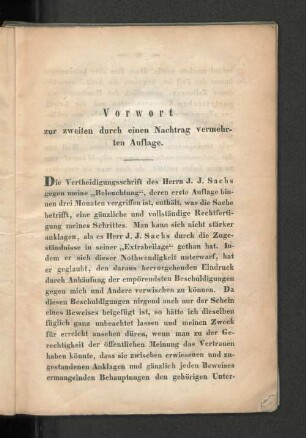 Vorwort zur zweiten durch einen Nachtrag vermehrten Auflage.