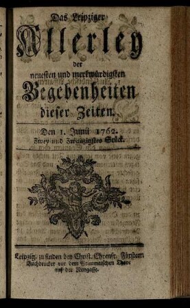 Den 1. Junii 1762. Zwey und Zwanzigstes Stück.