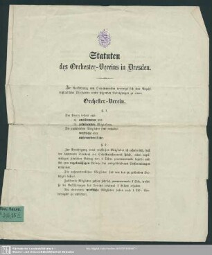 Statuten des Orchester-Vereins in Dresden