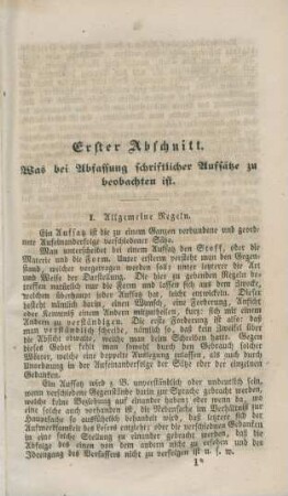Erster Abschnitt. Was bei Abfassung schriflicher Aufsätze zu beobachten ist.