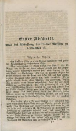 Erster Abschnitt. Was bei Abfassung schriflicher Aufsätze zu beobachten ist.