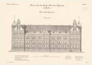 Kaserne des Garde-Kürassier-Regiments und des Königin-Augusta-Garde-Grenadier-Regiments Nr. 4, Berlin: Königin-Augusta-Garde-Grenadier-Regiments Nr. 4, Mannschaftsgebäude I: Vorderansicht 1:100