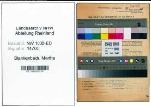 Entnazifizierung Martha Blankenbach, geb. 07.07.1901 (Jugendl.)
