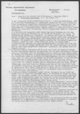 Sondelfingen: Inspektionsbericht 1953