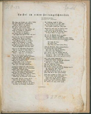 Epistel an einen Zeitungsschreiber