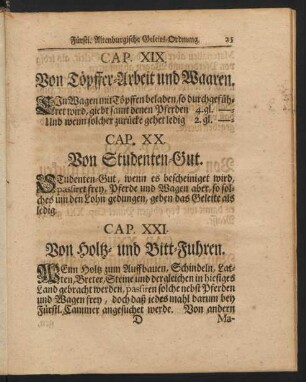 Cap. XXI. Von Holtz- und Bitt-Fuhren