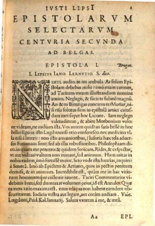 Ivsti Lipsi[i] Epistolarvm Selectarvm Centvria ... Ad Belgas, Centvria Secvnda. Epistolarum Seletarum Centuria Secunda Ad Belgas