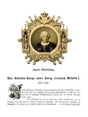 Zweite Abtheilung. Das Kadetten-Corps unter König Friedrich Wilhelm I. 1717-1740