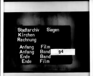 Kirchenrechnung der Stadt Siegen der Kirchmeister Jacob Wertenberg und Johannis Widderstein