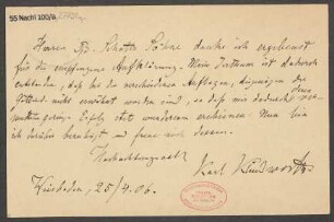 Brief an B. Schott's Söhne : 25.04.1906