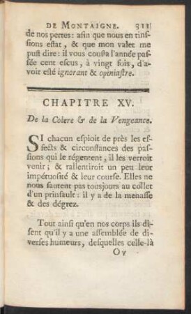 Chapitre XV. De la Colere & de la Vengeance