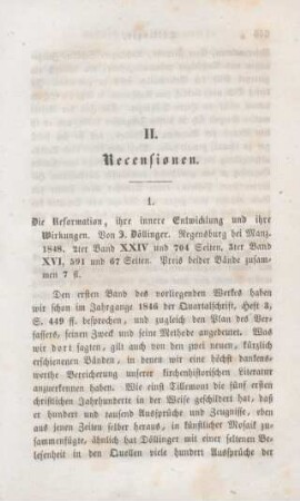 645-658 [Rezension] Döllinger, Ignaz von, Die Reformation, ihre innere Entwicklung und ihre Wirkungen im Umfange des Lutherischen Bekenntnisses