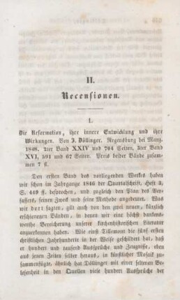 645-658 [Rezension] Döllinger, Ignaz von, Die Reformation, ihre innere Entwicklung und ihre Wirkungen im Umfange des Lutherischen Bekenntnisses