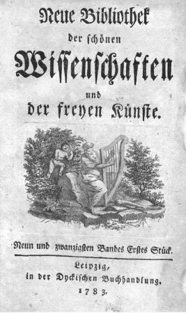 Neun und zwanzigsten Bandes Erstes Stück.
