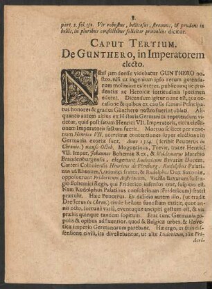 Caput Tertium. De Gunthero, in Imperatorem electo