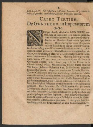 Caput Tertium. De Gunthero, in Imperatorem electo