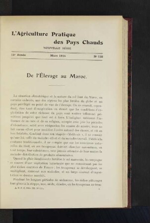 De l'Élevage au Maroc.