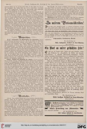 Ein Wort an unsere geschätzten Leser