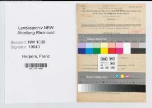 Entnazifizierung Franz Herpers, geb. 21.10.1890 (Lehrer)