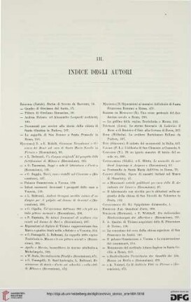 III. Indice degli autori