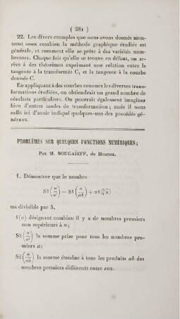 Problèmes sur quelques fonctions numériques.