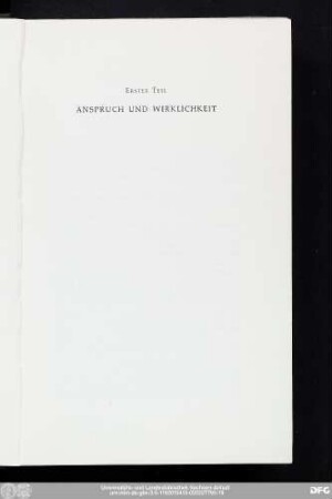 Erster Teil Anspruch Und Wirklichkeit