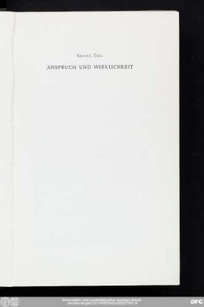 Erster Teil Anspruch Und Wirklichkeit