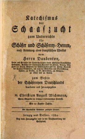 Katechismus der Schaafzucht : zum Unterrichte für Schäfer und Schäferey-Herren