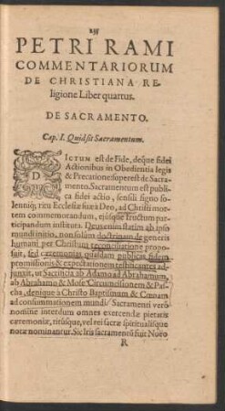 Cap. 1. Quid sit Sacramentum.