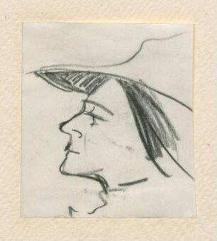 Frauenkopf mit Hut
