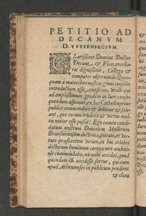 Petitio ad Decanvm D. Vvesenbecivm.