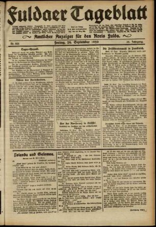 Ausgabe vom Freitag, den 24. September 1920.