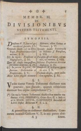 Membr. II. De Divisionibus Veteris Testamenti