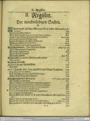 II. Register. Der merckwürdigen Sachen