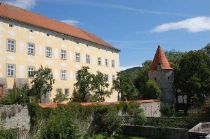 Freistadt - Altstadtansicht : Stadtmauer aus dem 14. Jahrundert, Altstadt in Freistadt Oberösterreich bei Linz, aufgenommen 2006
