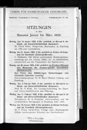Sitzungen in den Monaten Januar bis März 1929.