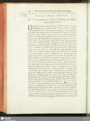 Chapitre XXVII. De la Congregation des Filles de l'Enfance de Nôtre-Seigneur Jesus-Christ