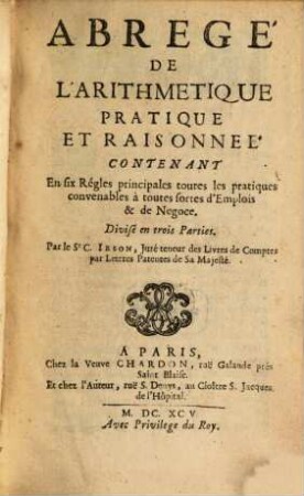 Abrégé de l'arithmétique pratique ...