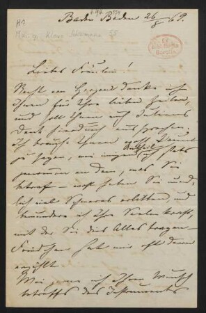 Brief an Unbekannt : 26.08.1869