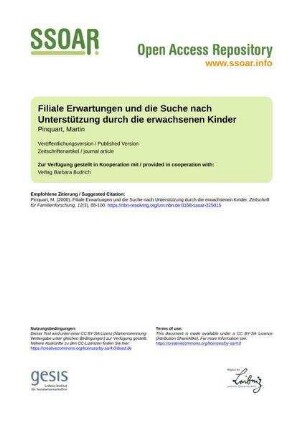 Filiale Erwartungen und die Suche nach Unterstützung durch die erwachsenen Kinder