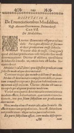 Cap. VII. De De Modalibus.