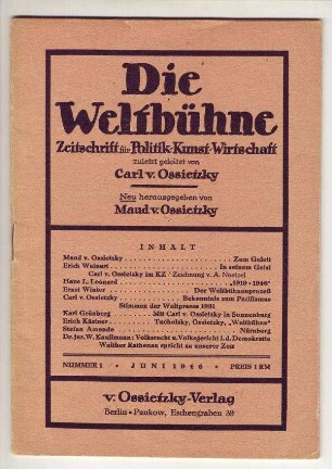 "Die Weltbühne", Juni 1946