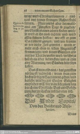Das Ander Capitel, Von der Beicht und Absolution