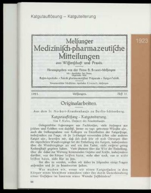 Katgutauflösung - Katguteiterung (Heft 31)