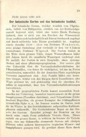 Der botanische Garten und das botanische Institut.