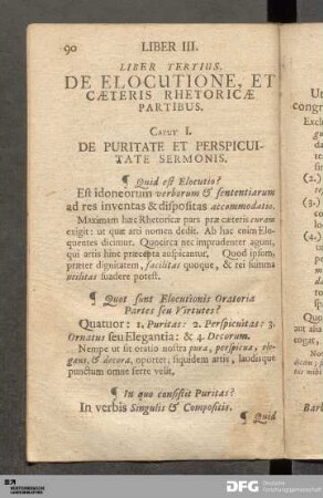 Liber Tertius. De Elocutione, Et Cæteris Rhetoricæ Partibus.