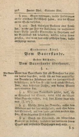 Siebenter Titel. Vom Bauernstande