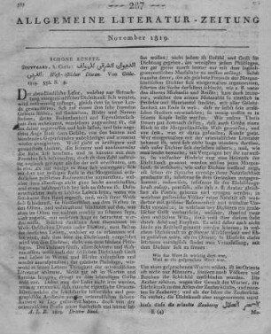 Goethe, J. W. v.: West-oestlicher Divan. Stuttgart: Cotta 1819