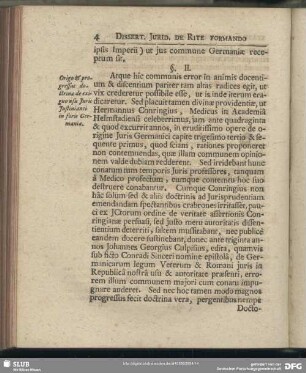 §. II. Origo & progressus doctrinae de exiguo usu Juris Justinianei in foris Germaniae