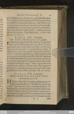 Epistola XVI. Lovanium. Heribero Rosweydo Societatis Iesu, S. D.